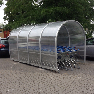 Economy trolley shelter with curved roof