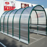 Trolley shelter with curved roof